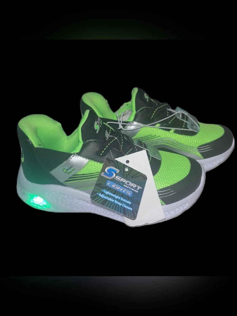 Sport Lights by Skechers Kids Step-ins Sneakers Bright Green & Black Size 11